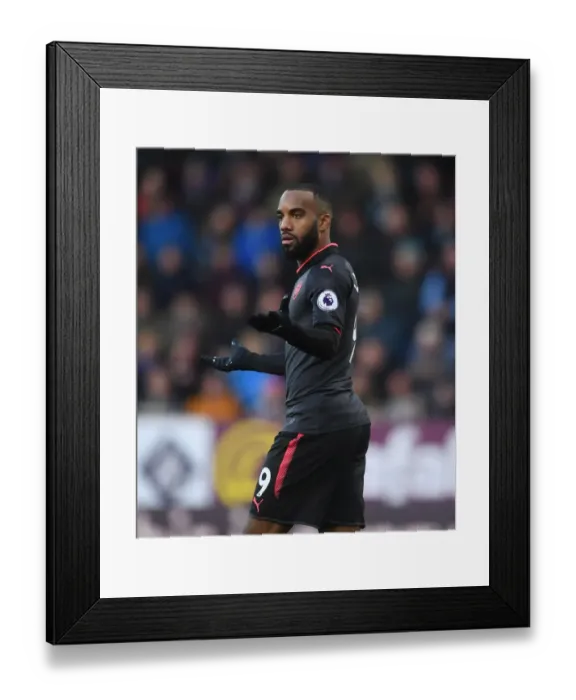 Framed Print : Alexandre Lacazette in Action: Burnley vs Arsenal, Premier League 2017-18