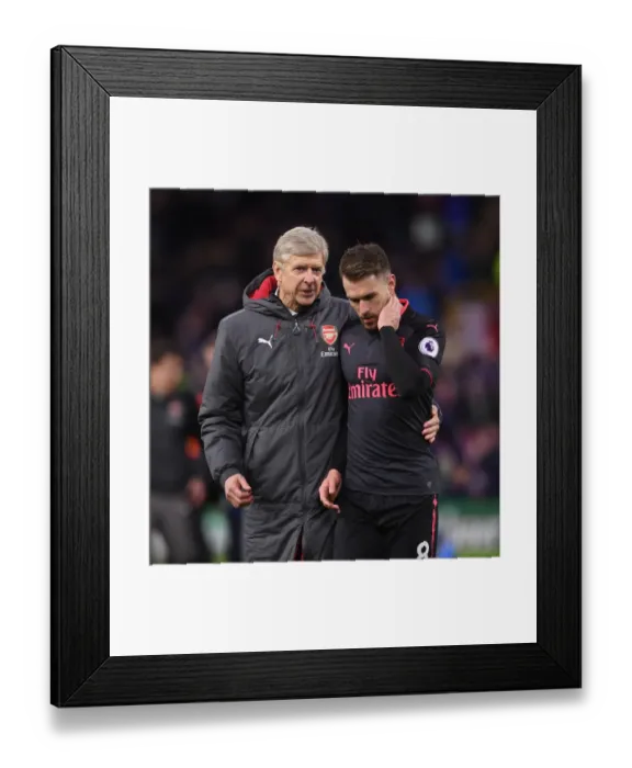 Framed Print : Arsene Wenger and Aaron Ramsey Celebrate Arsenal's Victory over Burnley