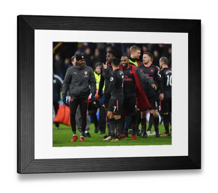 Framed Print : Alexandre Lacazette and Alexis Sanchez Celebrate Arsenal's Win Against Burnley Framed Print : Alexandre Lacazette and Alexis Sanchez Celebrate Arsenal's Win Against Burnley