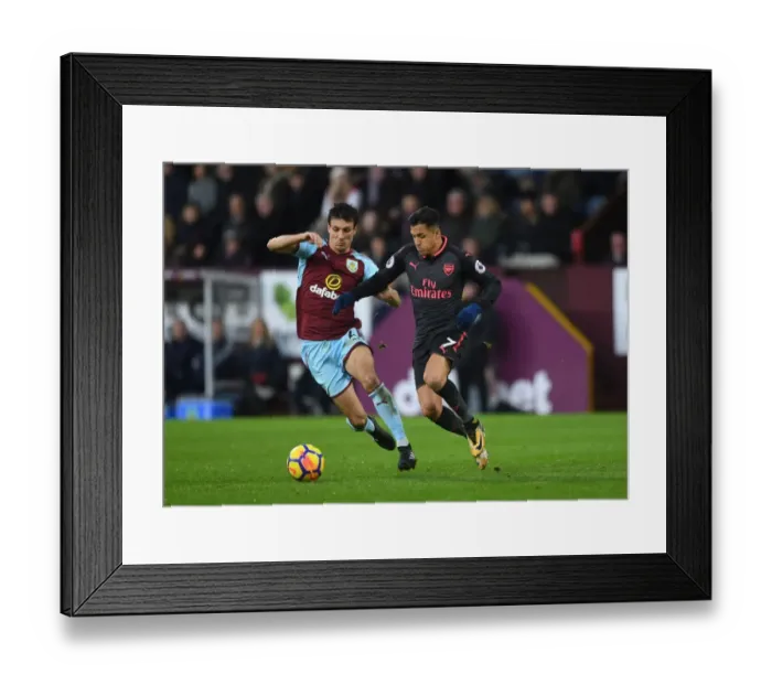 Framed Print : Clash of Midfield Titans: Sanchez vs. Cork, Burnley vs. Arsenal, 2017-18 Premier League Framed Print : Clash of Midfield Titans: Sanchez vs. Cork, Burnley vs. Arsenal, 2017-18 Premier League