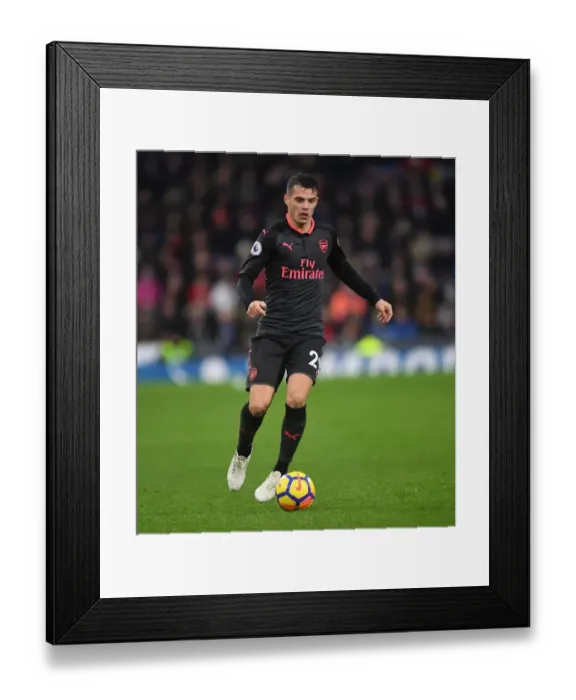 Framed Print : Granit Xhaka: In Action Against Burnley, Premier League 2017-18 Framed Print : Granit Xhaka: In Action Against Burnley, Premier League 2017-18
