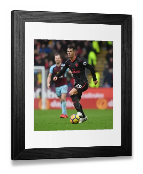 Framed Print : Granit Xhaka: In Action for Arsenal Against Burnley, Premier League 2017-18
