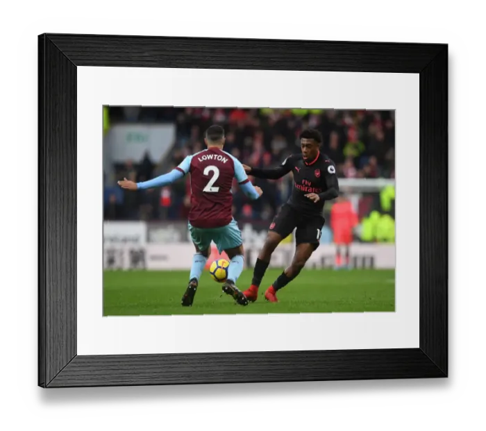Framed Print : Clash at Turf Moor: Iwobi vs. Lowton in Premier League Showdown