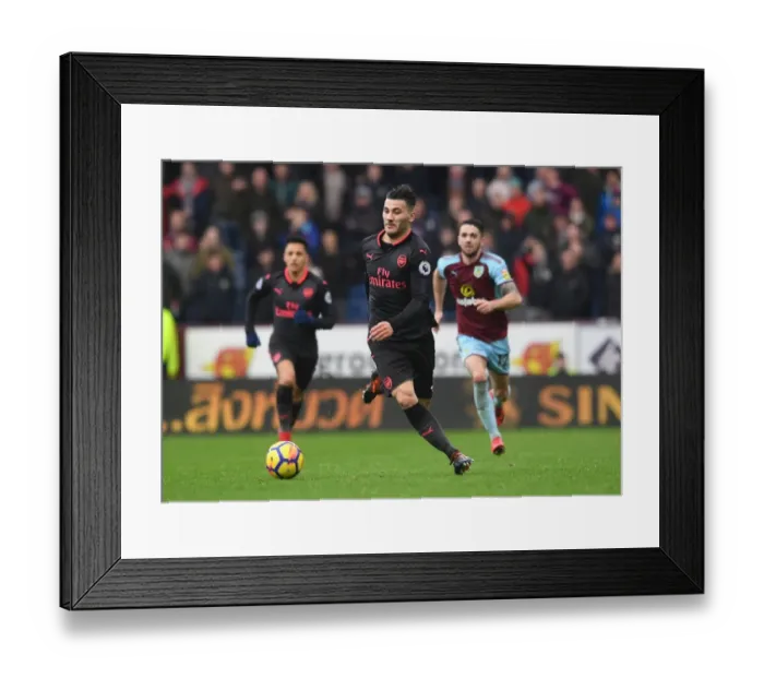 Framed Print : Sead Kolasinac in Action: Burnley vs. Arsenal, Premier League 2017-18