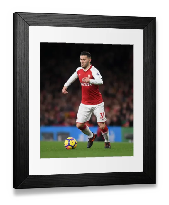 Framed Print : Sead Kolasinac in Action: Arsenal vs Huddersfield Town, Premier League 2017-18