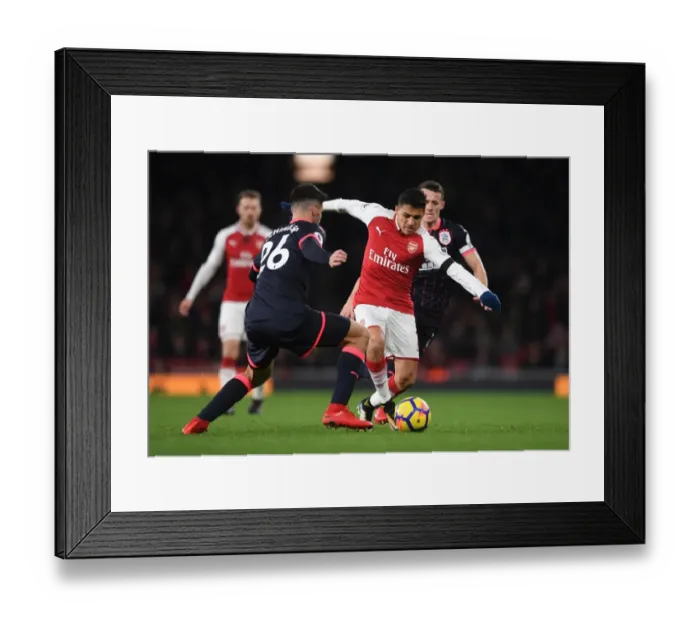 Framed Print : Clash of Champions: Sanchez vs. Schindler, Arsenal vs. Huddersfield (2017-18)