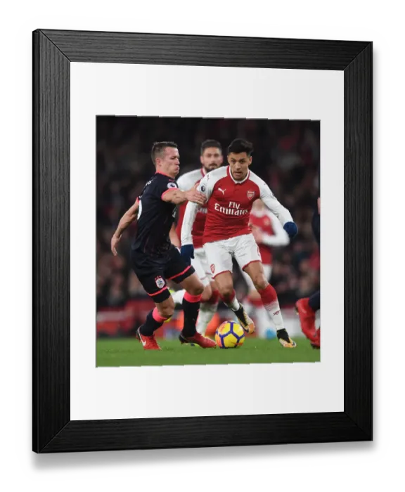 Framed Print : Clash of Midfielders: Sanchez vs Hogg in Arsenal's Battle Against Huddersfield