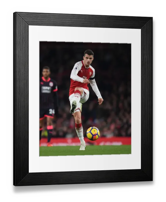 Framed Print : Granit Xhaka in Action: Arsenal vs Huddersfield Town, Premier League 2017-18