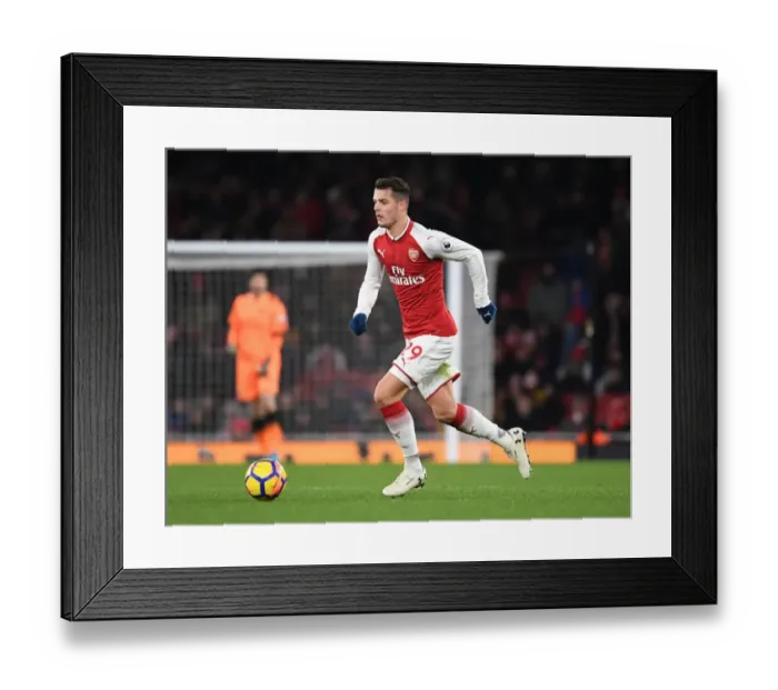 Framed Print : Granit Xhaka in Action: Arsenal vs. Huddersfield Town, Premier League 2017-18 Framed Print : Granit Xhaka in Action: Arsenal vs. Huddersfield Town, Premier League 2017-18