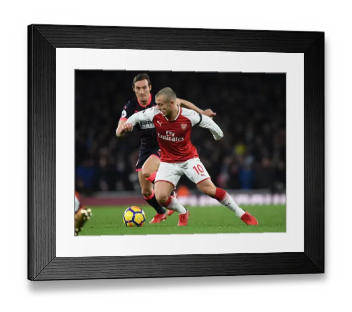 Framed Print : Jack Wilshere vs. Dean Whitehead: Clash at the Emirates - Arsenal v Huddersfield Town, Premier League 2017-18