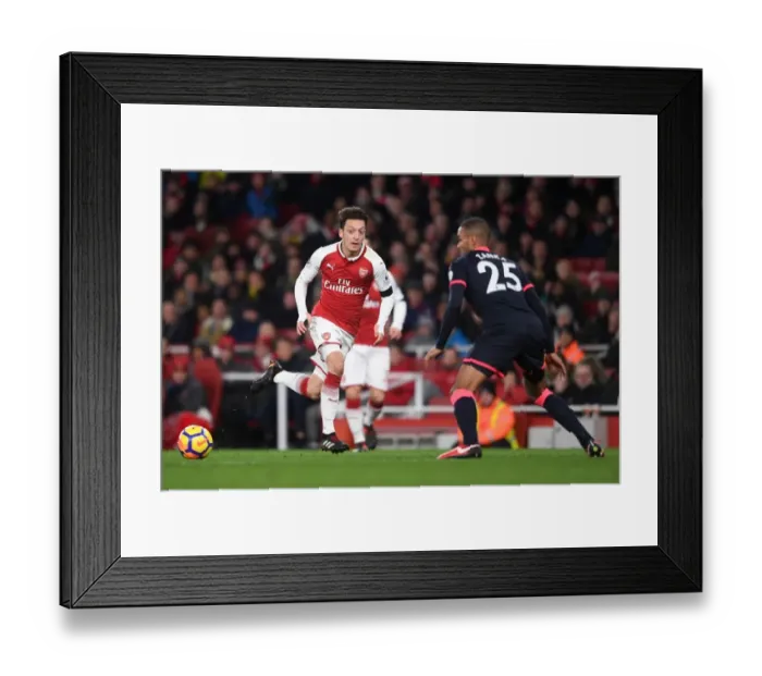Framed Print : Mesut Ozil Outmaneuvers Mathias Jogensen: Arsenal vs. Huddersfield Town, Premier League 2017-18 Framed Print : Mesut Ozil Outmaneuvers Mathias Jogensen: Arsenal vs. Huddersfield Town, Premier League 2017-18