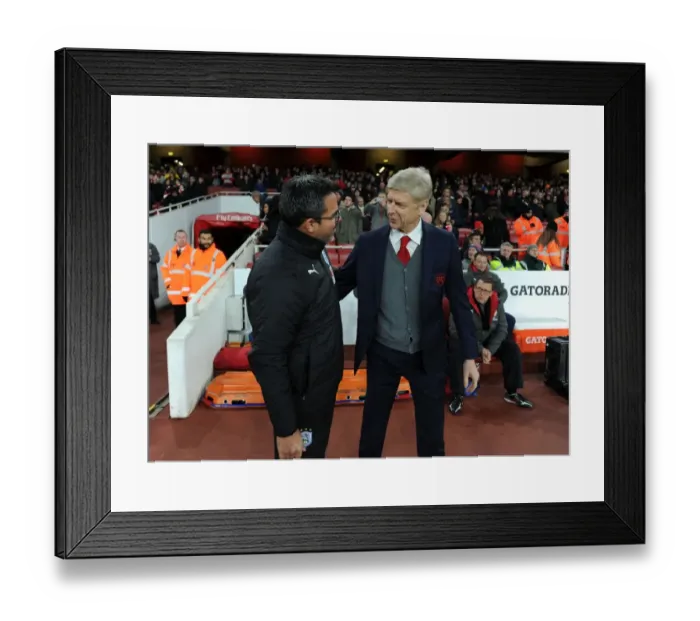 Framed Print : Arsene Wenger and David Wagner: A Pre-Match Encounter at the Emirates Stadium (Arsenal v Huddersfield Town, 2017-18)