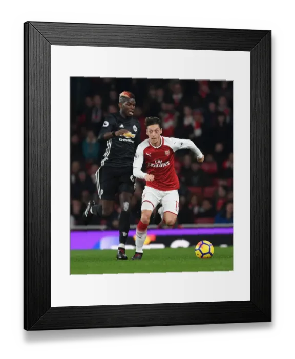 Framed Print : Mesut Ozil Outmaneuvers Paul Pogba: Arsenal vs Manchester United, Premier League 2017-18