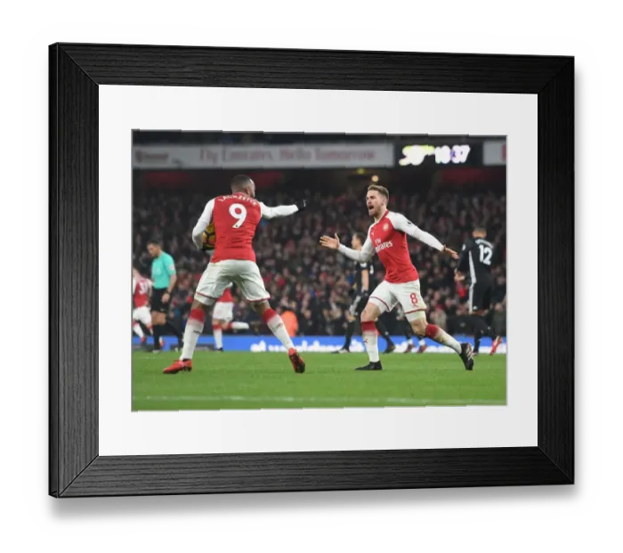 Framed Print : Glory Moment: Lacazette and Ramsey Celebrate Arsenal's Win Against Manchester United Framed Print : Glory Moment: Lacazette and Ramsey Celebrate Arsenal's Win Against Manchester United