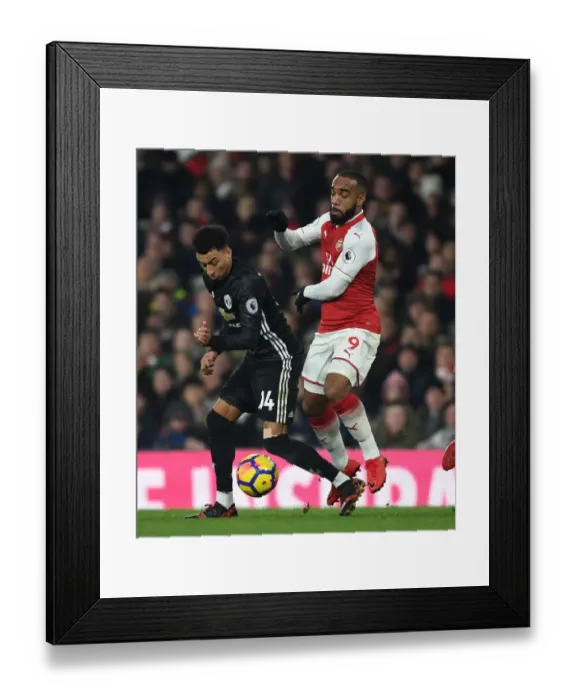 Framed Print : Clash of Stars: Lacazette vs. Lingard - Arsenal vs. Manchester United, Premier League 2017-18