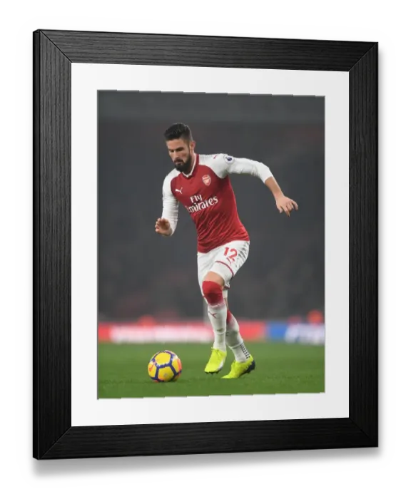 Framed Print : Giroud in Action: Arsenal vs Manchester United, Premier League 2017-18