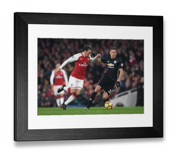 Framed Print : Clash of the Midfield Titans: Ozil vs. Matic (Arsenal vs. Manchester United, 2017-18)