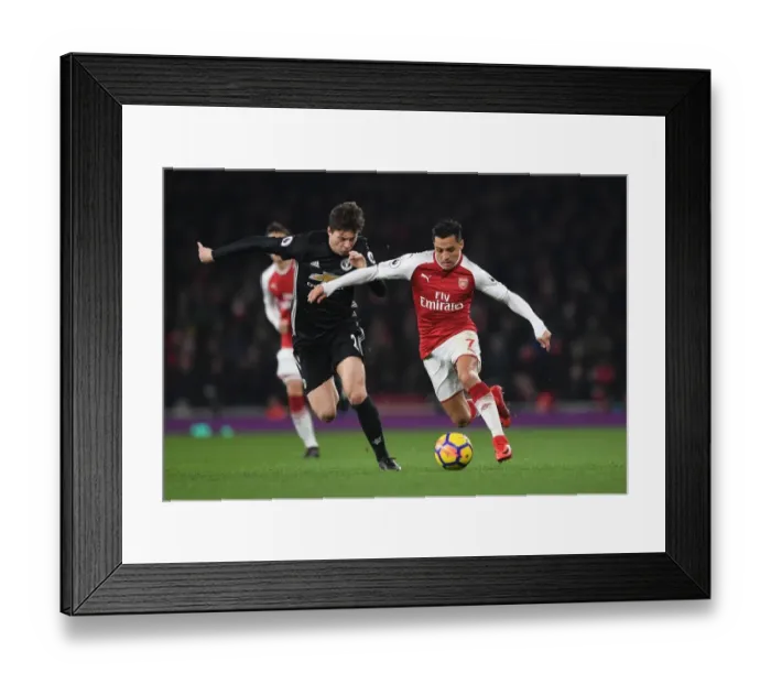 Framed Print : Clash of Titans: Sanchez vs. Lindelof - Arsenal vs. Manchester United, Premier League 2017-18 Framed Print : Clash of Titans: Sanchez vs. Lindelof - Arsenal vs. Manchester United, Premier League 2017-18