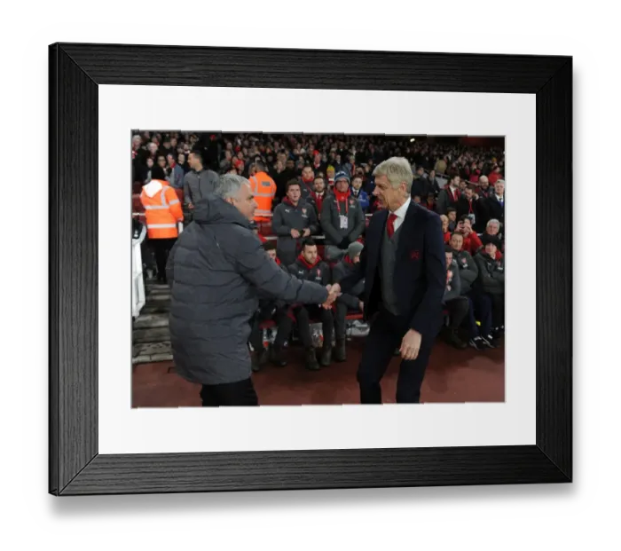 Framed Print : Arsene Wenger and Jose Mourinho: A Pre-Match Encounter at the Emirates (Arsenal v Manchester United, 2017-18)