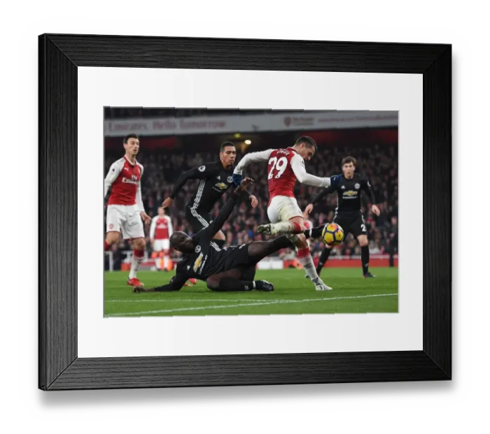 Framed Print : Xhaka vs Lukaku: Intense Shootout at Arsenal vs Manchester United (2017-18)