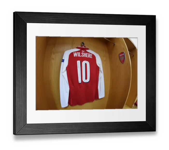 Framed Print : Arsenal FC: Jack Wilshere's Empty Jersey in the Changing Room Before Arsenal v BATE Borisov, UEFA Europa League (2017)