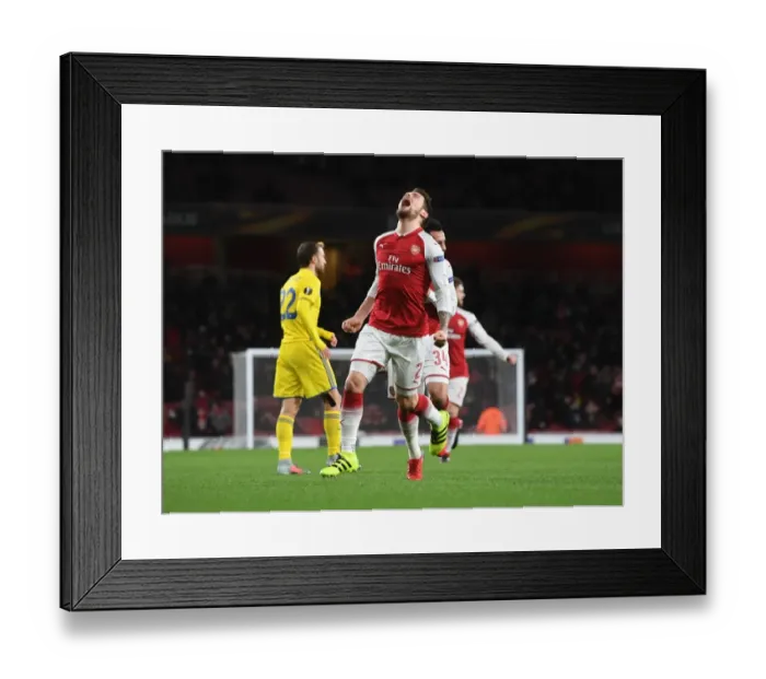 Framed Print : Debuchy Scores: Arsenal v BATE Borisov, UEFA Europa League