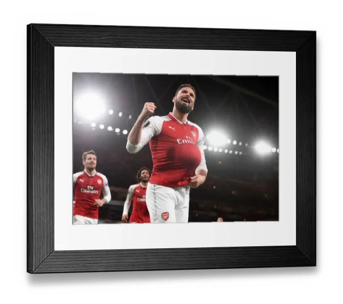 Framed Print : Five-Goal Blitz: Olivier Giroud's Unforgettable Night as Arsenal Crush BATE Borisov in Europa League