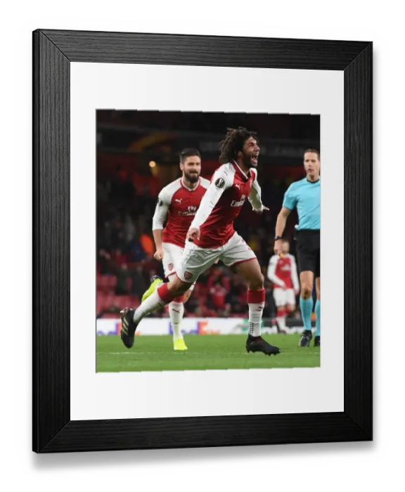 Framed Print : Mohamed Elneny Scores His Sixth Goal: Arsenal's Europa League Victory Over BATE Borisov (December 2017)