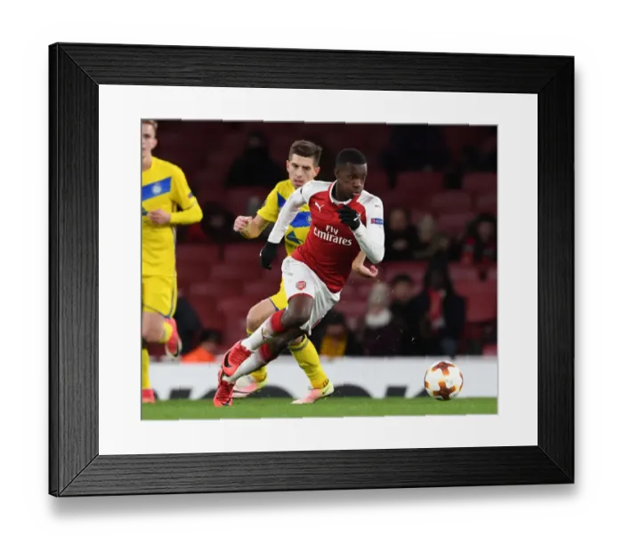 Framed Print : Eddie Nketiah in Action for Arsenal vs BATE Borisov, UEFA Europa League (2017-18)