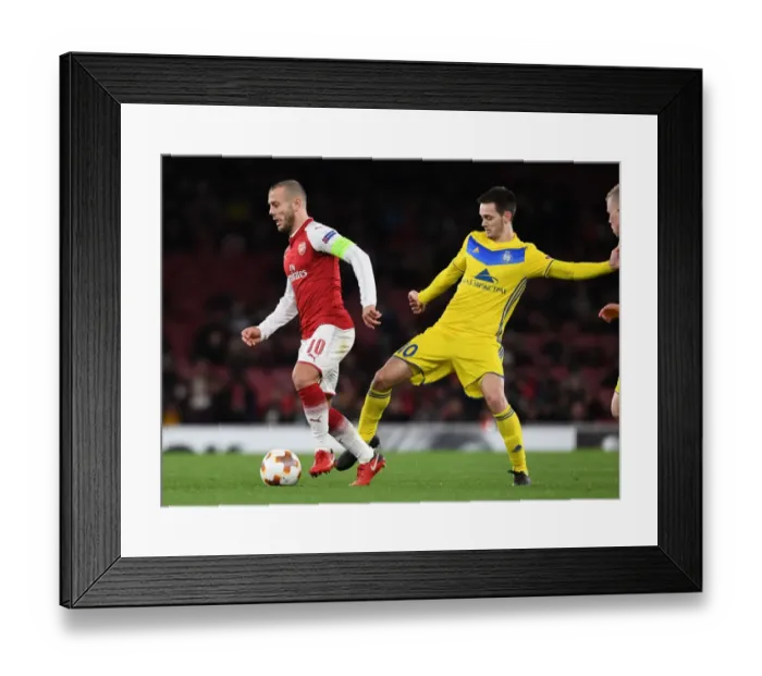 Framed Print : Jack Wilshere Overpowers Mirko Ivanic: Arsenal FC vs BATE Borisov, UEFA Europa League
