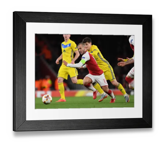 Framed Print : Jack Wilshere Overpowers Stanislav Dragun: Arsenal FC vs BATE Borisov, UEFA Europa League Framed Print : Jack Wilshere Overpowers Stanislav Dragun: Arsenal FC vs BATE Borisov, UEFA Europa League