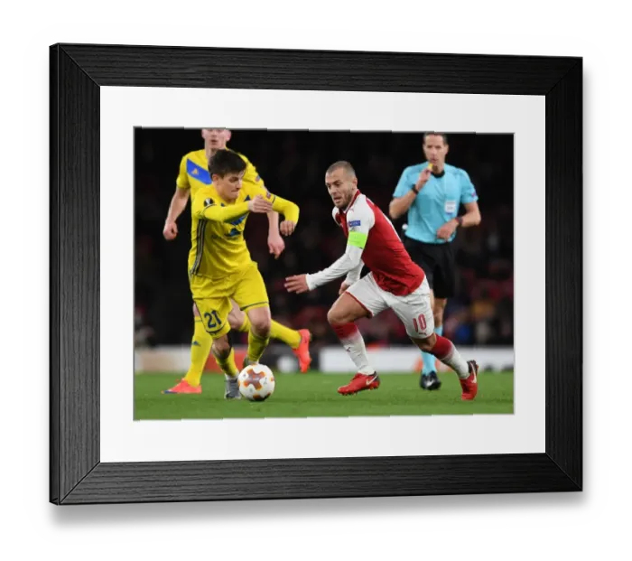 Framed Print : Jack Wilshere's Midfield Mastery: Overpowering Stanislav Dragun for Arsenal in Europa League Clash Framed Print : Jack Wilshere's Midfield Mastery: Overpowering Stanislav Dragun for Arsenal in Europa League Clash