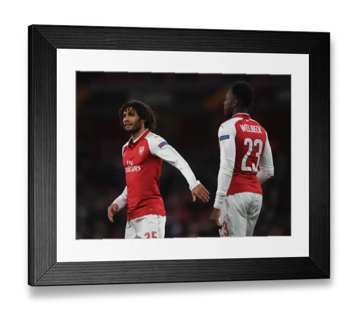 Framed Print : Arsenal's Elneny and Welbeck in Action against BATE Borisov, UEFA Europa League 2017-18 Framed Print : Arsenal's Elneny and Welbeck in Action against BATE Borisov, UEFA Europa League 2017-18