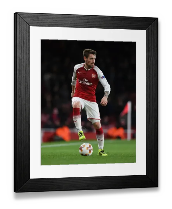 Framed Print : Mathieu Debuchy in Action for Arsenal vs BATE Borisov, UEFA Europa League 2017-18