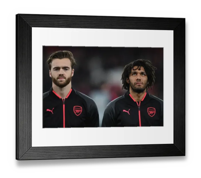 Framed Print : Arsenal FC: Calum Chambers and Mohamed Elneny Prepare for BATE Borisov Clash in Europa League