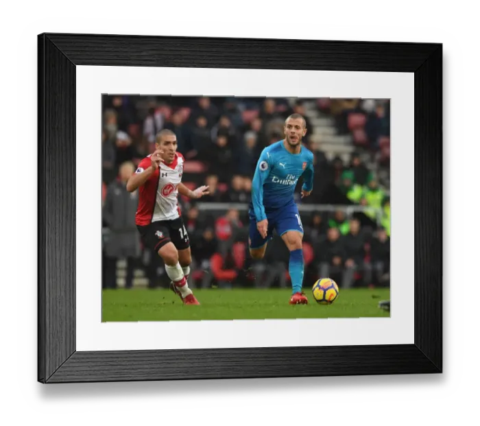 Framed Print : Wilshere vs. Romeu: Battle in the Midfield - Southampton vs. Arsenal, Premier League 2017-18