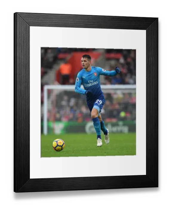 Framed Print : Granit Xhaka: In Action for Arsenal vs Southampton, Premier League 2017-18 Framed Print : Granit Xhaka: In Action for Arsenal vs Southampton, Premier League 2017-18