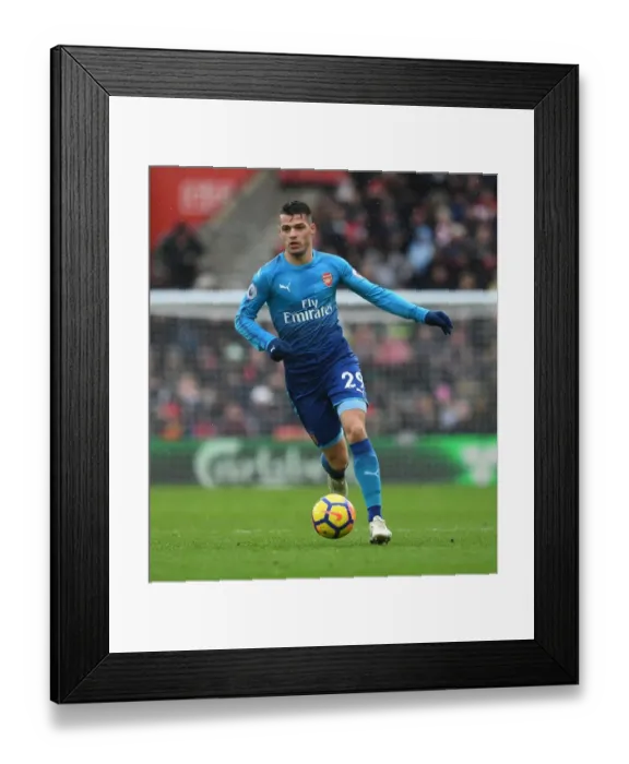 Framed Print : Granit Xhaka: In Action for Arsenal Against Southampton, Premier League 2017-18