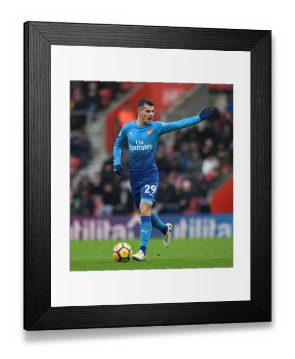Framed Print : Granit Xhaka: Arsenal's Midfield Maestro Shines Against Southampton, Premier League 2017-18