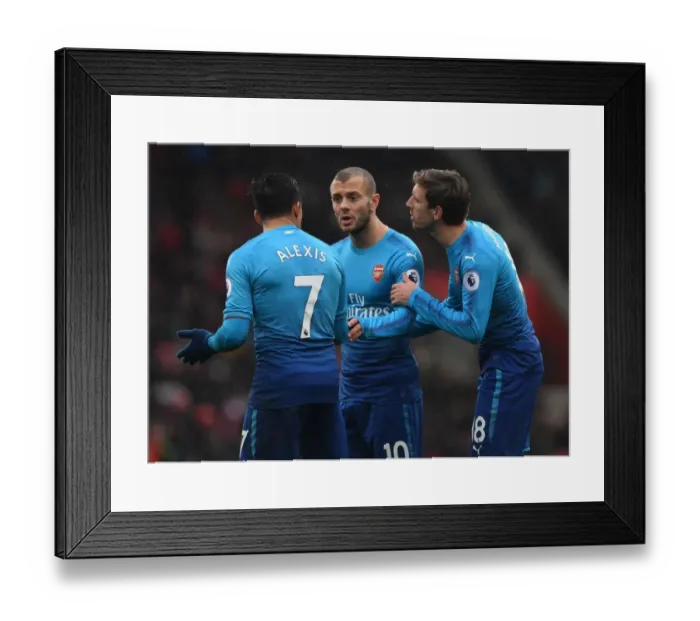 Framed Print : Arsenal's Nacho Monreal, Jack Wilshere, and Alexis Sanchez in Action against Southampton (2017-18) Framed Print : Arsenal's Nacho Monreal, Jack Wilshere, and Alexis Sanchez in Action against Southampton (2017-18)