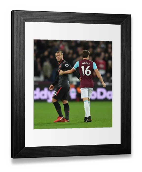 Framed Print : Jack Wilshere and Mark Noble: A Moment of Sportsmanship in the West Ham United vs. Arsenal Premier League Match (2017-18)