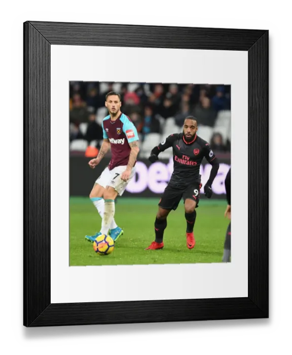 Framed Print : Clash of Strikers: Lacazette vs Arnautovic - West Ham United vs Arsenal, Premier League 2017-18