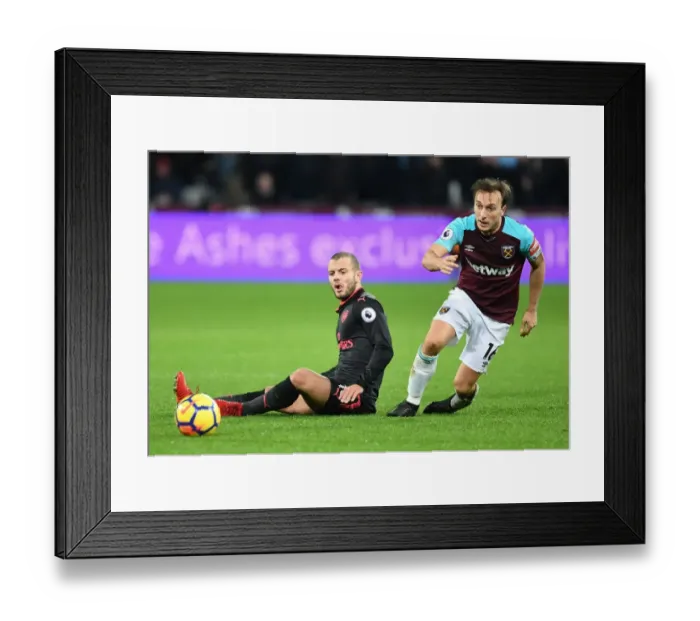 Framed Print : Clash of Midfielders: Wilshere vs. Noble - West Ham United vs. Arsenal, Premier League 2017-18