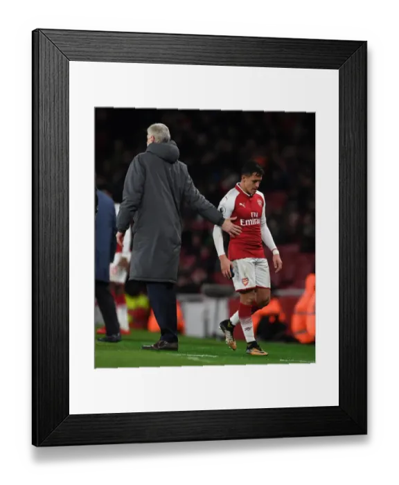 Framed Print : Alexis Sanchez Bids Farewell to Arsene Wenger: Arsenal v Newcastle United, Premier League (2017)