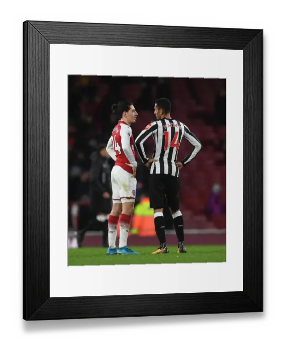 Framed Print : Arsenal's Hector Bellerin and Newcastle's Isaac Hayden Share a Moment After Match
