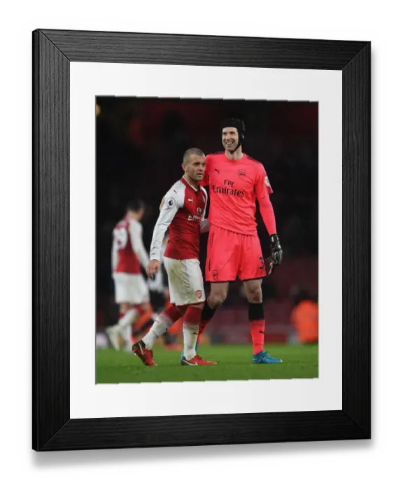 Framed Print : Cech and Wilshere: Arsenal's Victory Celebration vs. Newcastle United