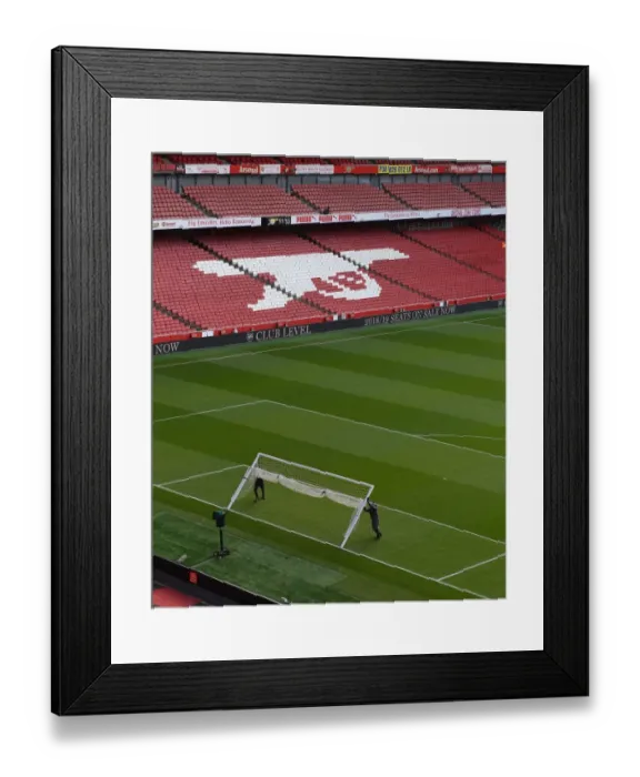 Framed Print : Arsenal Groundstaff Prepare Emirates Stadium for Arsenal vs. Newcastle United (2017-18)