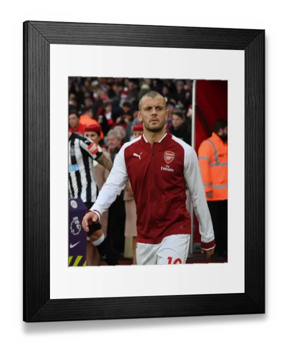 Framed Print : Determined Jack Wilshere: Arsenal Midfielder's Focus Before Arsenal vs Newcastle United, Premier League 2017-18