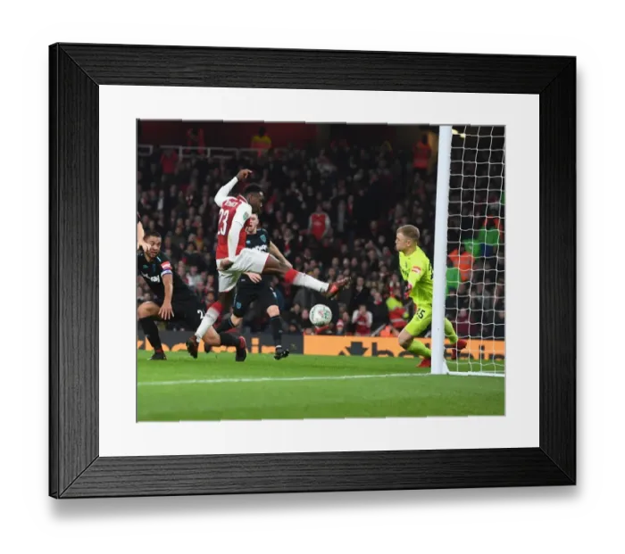 Framed Print : Danny Welbeck Scores the Game-Winning Goal Against Joe Hart: Arsenal Advances to Carabao Cup Quarterfinals Framed Print : Danny Welbeck Scores the Game-Winning Goal Against Joe Hart: Arsenal Advances to Carabao Cup Quarterfinals