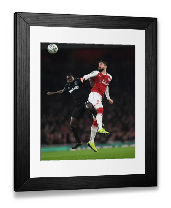 Framed Print : Arsenal vs. West Ham: Giroud vs. Quina Clash in Carabao Cup Quarterfinal